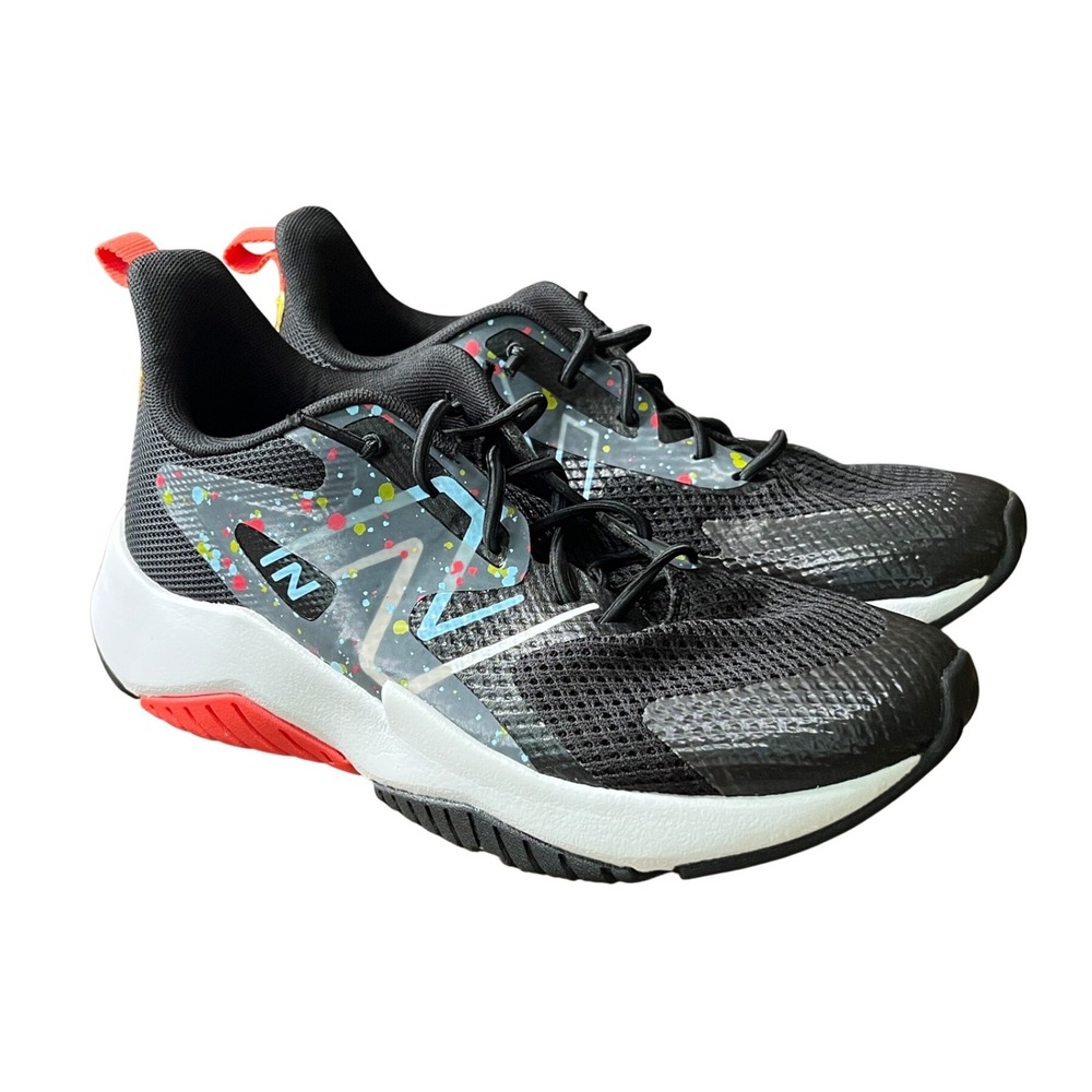 NEW BALANCE Rave Run V2 Sneakers BLACK BLAST RED BLUE Splatter Paint BOYS 5-M